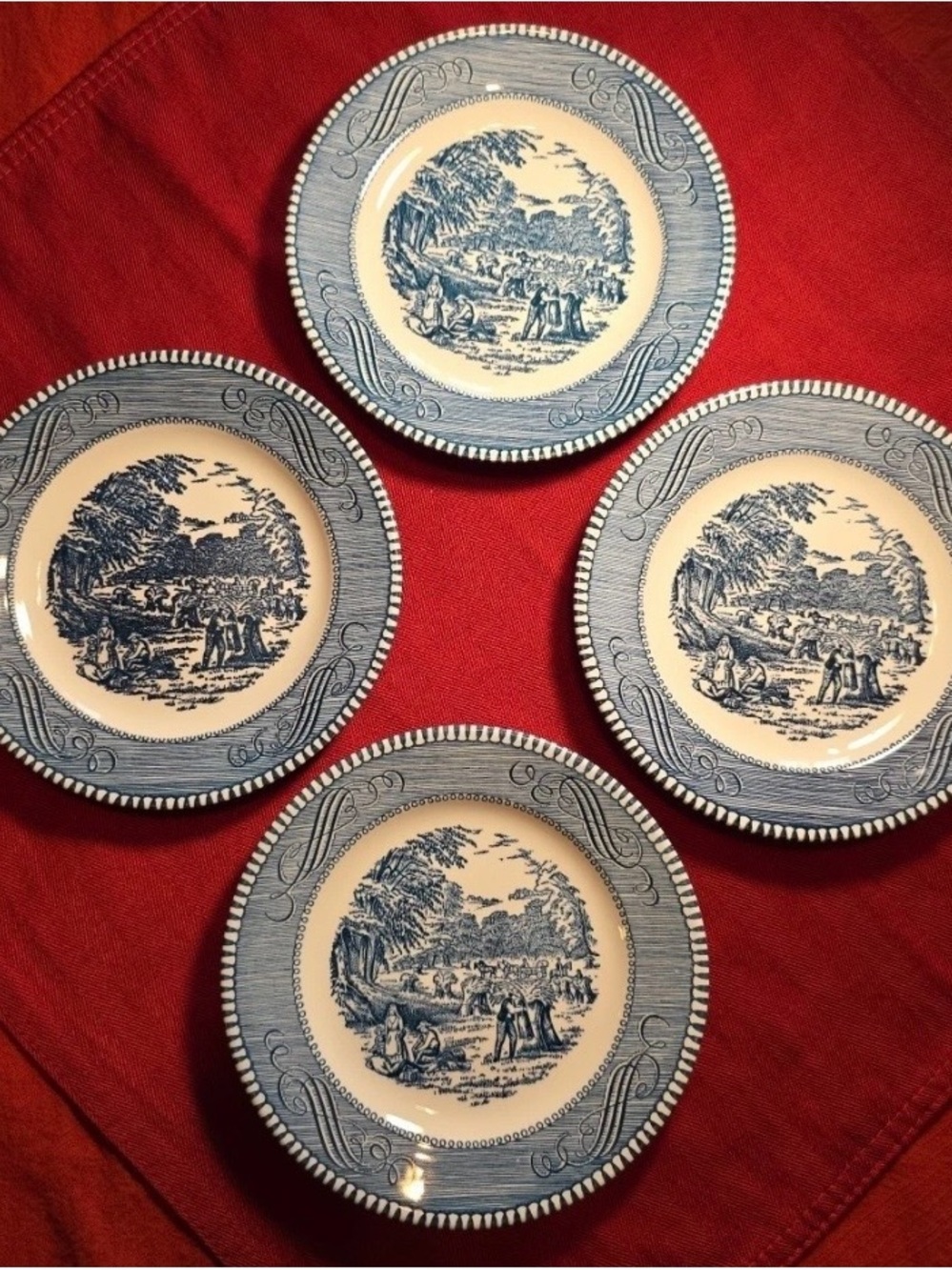 19. 1960’s vintage Currier & Ives early Americans Scenic Ceramic Dessert plates